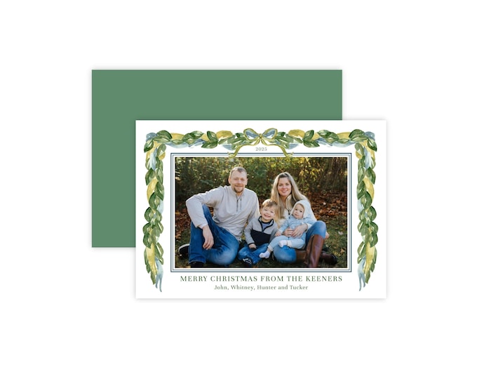 Greenery Swag Christmas Photo Card