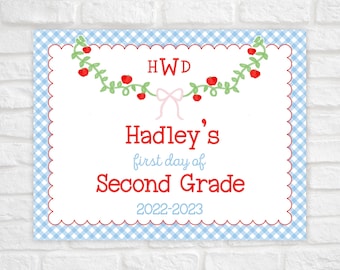 Back to School Sign Printable, Digital Apple Back to School Sign, First Day of School Sign Editable, Printable First Day of School Sign