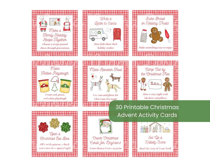 Printable Advent Calendar Activity Cards for Kids