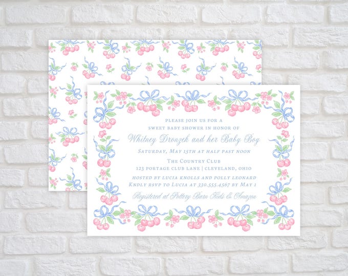 Printable Cherry Baby Shower Invitation