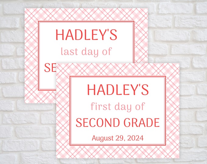 Printable Pink Plaid Back to School Sign