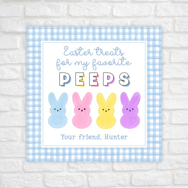Afdrukbare Easter Peeps Gift Tags, traktaties voor mijn Peeps Tag, Easter Party Favor Tag, Easter Bunny Peeps Classroom Treat Tag voor kinderen