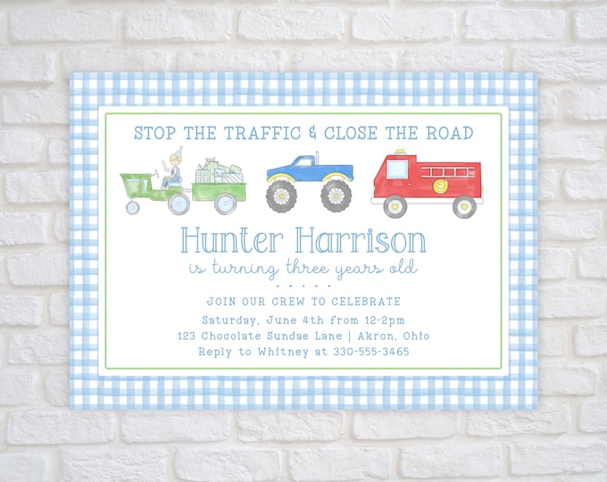 Printable Transportation Birthday Party Invitation