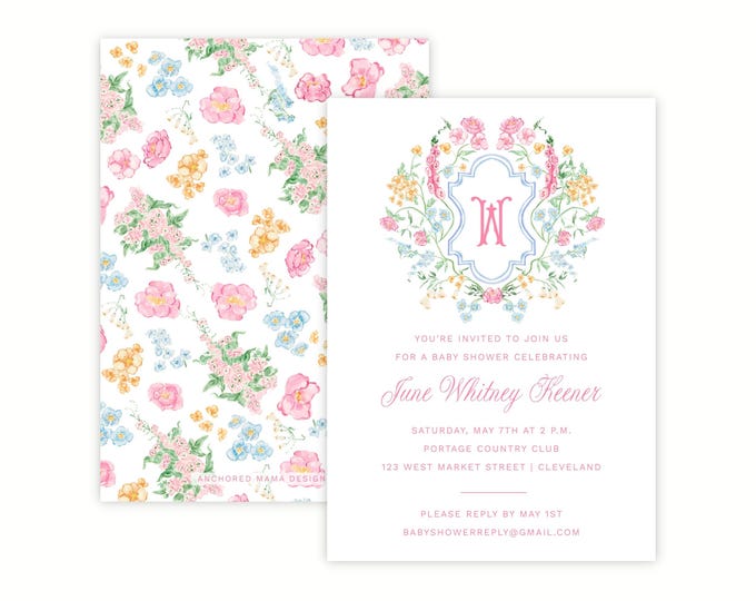 Printable Floral Baby Girl Shower Invitation