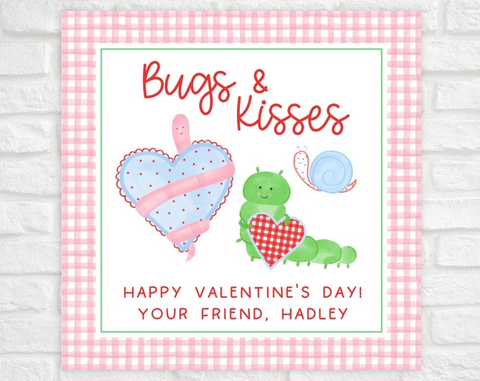 Printable Bugs and Kisses Valentine Tag