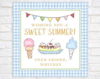 Printable Sweet Summer Tag, End of School Gift Tags for Class, Last Day of School Favor Tag, Ice Cream Tags, Colorful Cotton Candy Tag