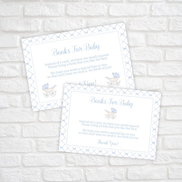 Books for Baby Card, Request Books instead of a Card, Baby Shower Invitation Enclosure, Book Request, Baby Carriage Grandmillennial