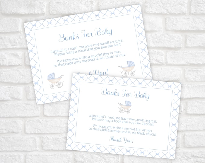 Books for Baby Card, Request Books instead of a Card, Baby Shower Invitation Enclosure, Book Request, Baby Carriage Grandmillennial