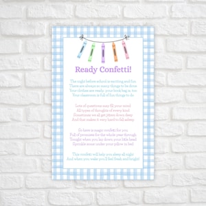 Ready Confetti Printable, First Day of School Tag, Back To School Tag,  Ready Confetti 1st Day of School Tag, Night Before First Day