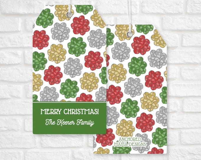 Package Bow Christmas Gift Tag