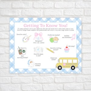 Get to Know the Teacher Questionnaire, Watercolor Teacher Favorite Things, Printable Get To Know Your Teacher, Back to School Survey