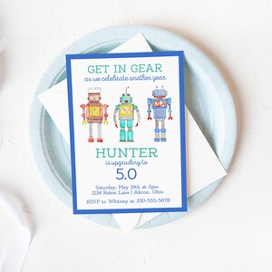 Robot Birthday Invitation Template, Printable Robot Birthday Party