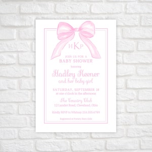 Printable Baby Shower Invitation, Digital Baby Shower Invitation, Pink ...