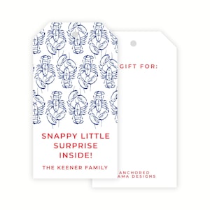 Printable Funny Gift Tag | Everyday Tag | Lobster Gift Tag | Coastal Party Favor Tag | Personalized Summer Tag | Nautical Red & Blue Tag