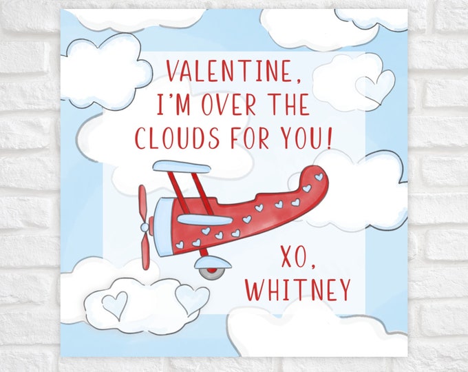 Printable Valentine Cards for Kids, Airplane Valentine Gift Tag, Plane Valentine, Class Valentines, School Valentine for Preschool Toddlers