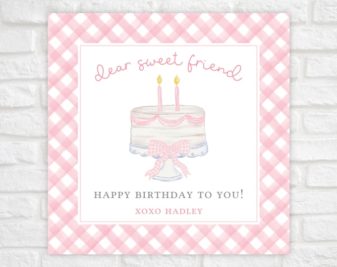 Printable Happy Birthday Gift Tags, Watercolor Birthday Cake Gift Tag, Happy Birthday Enclosure Card, Kids Birthday Gift Tag for Girls