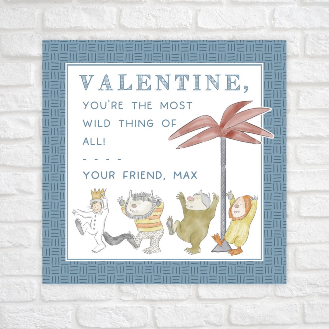 Printable Valentine Cards For Kids Wild Thing Valentine Tags Book Valentine Tag Book Themed