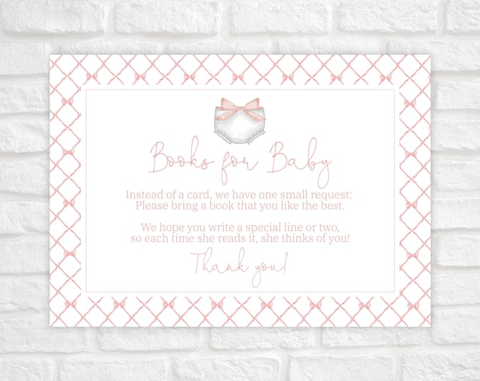 Books for Baby Card, Request Books instead of a Card, Baby Shower Invitation Enclosure, Book Request, Baby Carriage Grandmillennial