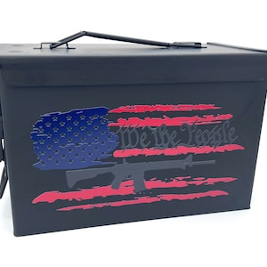 We the People Tattered American Flag 50cal Ammo Can - UV Printed (Permanent)