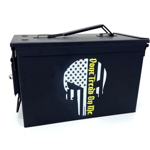 Don&#39;t Tread on Me American Flag Skull 50cal Ammo Can - UV Printed (Permanent)