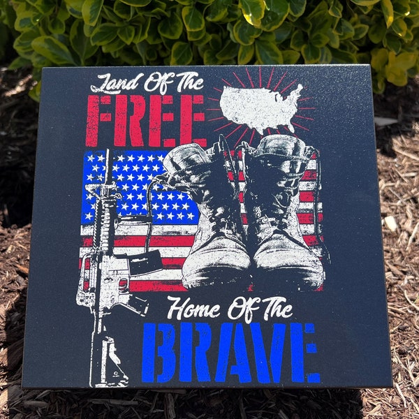 Cigar Humidor | American Flag with Solider Boots and Rifle UV Printed (Permanent)