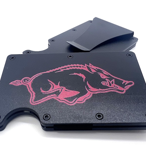 Arkansas Razorbacks Tusk RFID Wallet and Money Clip | UV Printed | Black