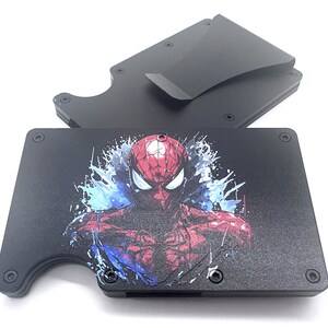 Cartera RFID y clip para billetes realistas de Spiderman / Impresión UV / Color negro