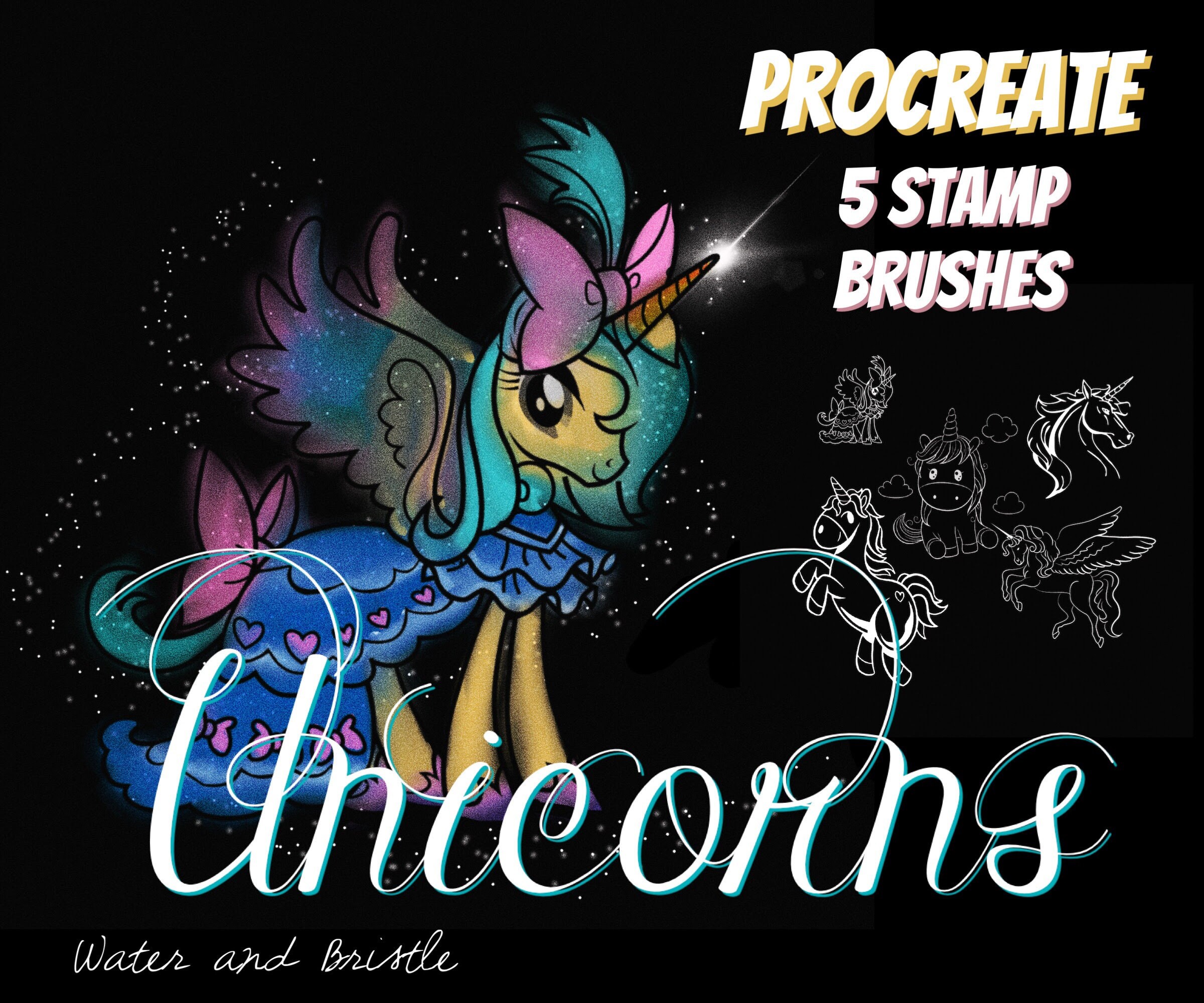5 Einhorn Stempel Fabelwesen Accessoires Stempel Pinsel Fur Etsy