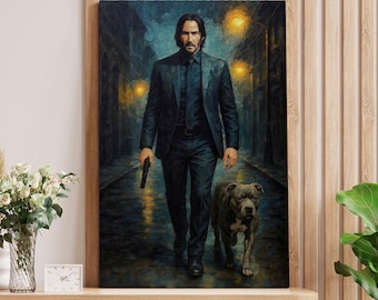 John Wick Canvas Print, John Wick Painting, John Wick Poster Print, Baba Yaga Wall Art, Baba Yaga Painting