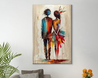 Love Canvas Print, Lovers, Modern Wall Art, Romantic Wall Art, Couple Holding Hands, Anniversary Gift