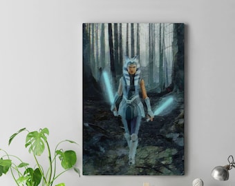 Ahsoka Tano Canvas Print, Sztuka Gwiezdnych Wojen, Wydruk Gwiezdnych Wojen, PREZENT Gwiezdnych Wojen, Płótno Gwiezdnych Wojen