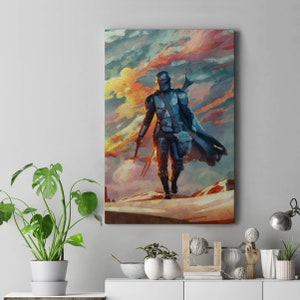 The Mandalorian Canvas Print, Mandalorian Art, Star Wars Art, Star Wars GIFT, Mandalorian GIFT