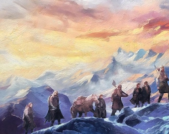 Drużyna Pierścienia, wydruk na płótnie, sztuka z LOTR, wydruk z LOTR, prezent z LOTR