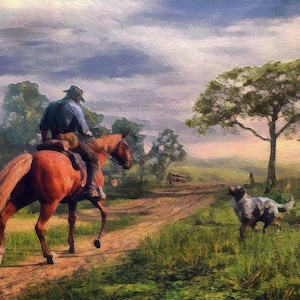 Canvasafdruk Wilde Rode Westen, muurkunst rode westen, Arthur-canvas, Arthur-muurkunst