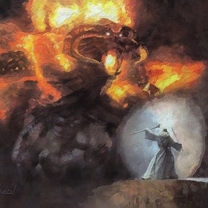 Gandalf vs Balrog Leinwanddruck, LOTR Kunst, LOTR Druck, LOTR Geschenk