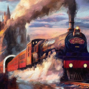 Wizard Express Train Canvas Print, Wizard Castle Print, Wizard Gift, Wizarding School