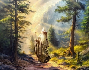 Gandalf Szary, wydruk na płótnie, LOTR Art, LOTR Print, LOTR Gift