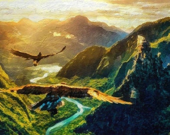 Die großen Adler von Mittelerde Leinwanddruck, LOTR Kunst, LOTR Print, LOTR Geschenk