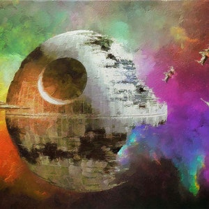 Star Wars The Death Star and X-Wing Fighters Canvas Print, Star Wars GIFT, Star Wars FanART