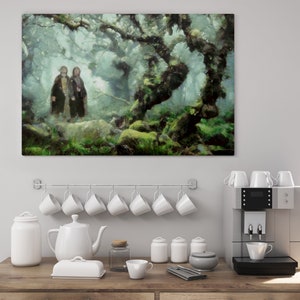 Merry and Pippin at the Fangorn Forest Canvas Print, LOTR Art image 5