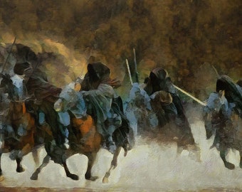 Władca Pierścieni: Szarża Nazguli, wydruk na płótnie, LOTR Art, LOTR Canvas, LOTR Print