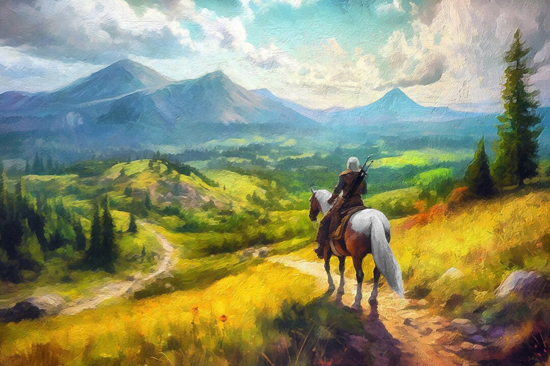 Witcher Riding Solo 3 Canvas Print, Witcher Gift, Witcher Wall Art