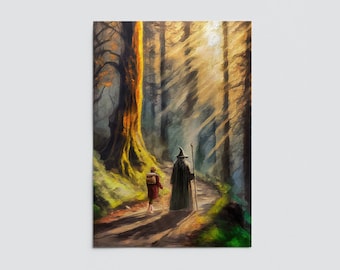 Old Friends Leinwanddruck, Gandalf, Bilbo Beutlin, LOTR Art, LOTR Print, LOTR Geschenk