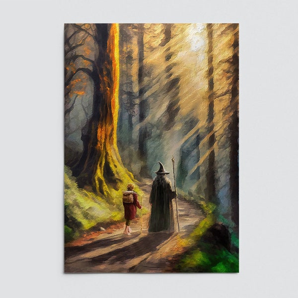 Old Friends Canvas Print, Gandalf, Bilbo Baggins, LOTR Art, LOTR Print, LOTR Gift