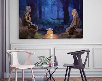 Mandalorian and Ahsoka Tano Canvas Print, Star Wars ART, Star Wars PRINT, Star Wars GIFT, Mandalorian Art Print