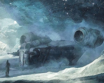 Mandalorian Ship Razor Crest Canvastavla, Razor Crest Konst, Star Wars-TRYCK, Star Wars-KONST, Star Wars-GÅVA