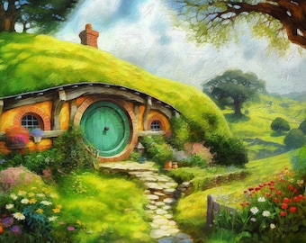 The Shire-canvas, zakuiteinde, LOTR-kunst, LOTR-afdruk, LOTR-cadeau