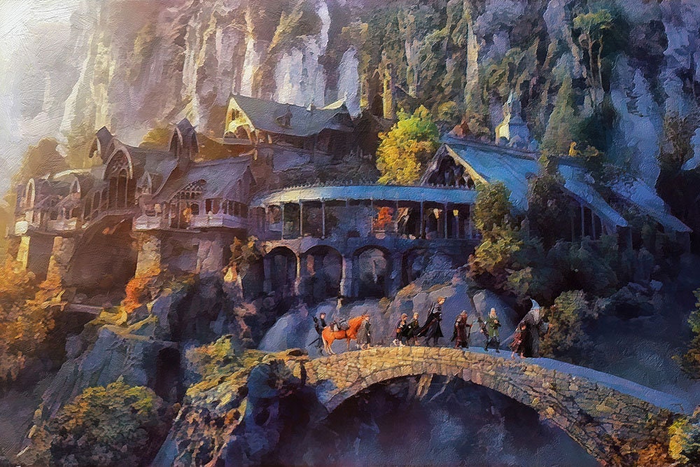 裂け谷を去る仲間たち キャンバスプリント、ロード・オブ・ザ・リング