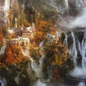 Rivendell Leinwanddruck, LOTR Kunst, LOTR Print, LOTR Geschenk