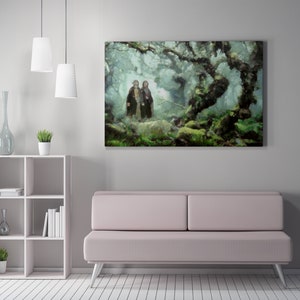 Merry and Pippin at the Fangorn Forest Canvas Print, LOTR Art image 4